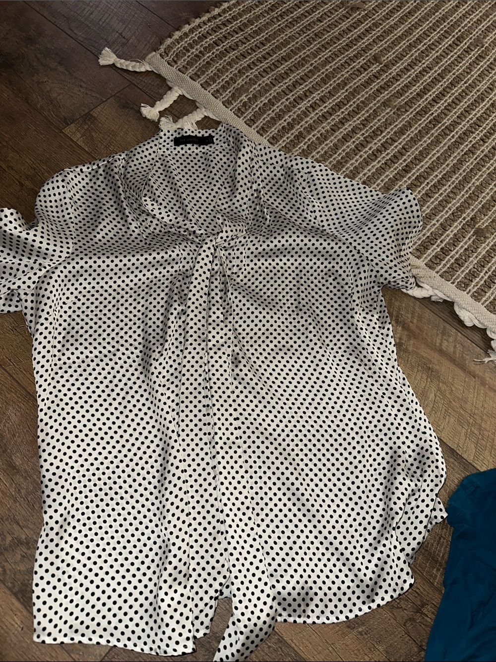 The Limited White Polka Dot Tie-Front Blouse